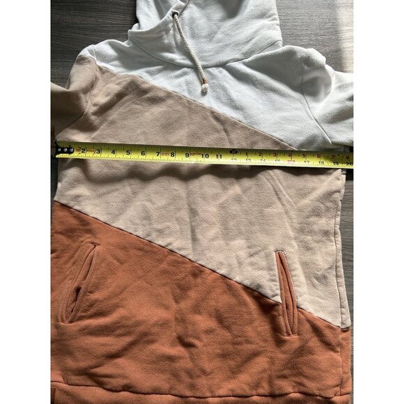 Ampersand Ave Colorblock Hoodie Campground BROWN TAN WHITE Knit Sweatshirt XL - Picture 3 of 7